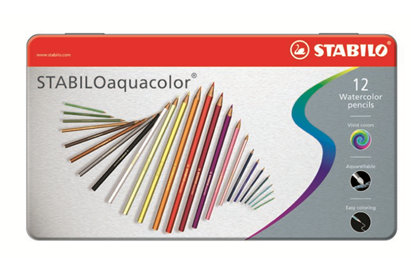 STABILO Aquacolor- Metalen Etui 12 Kleuren 