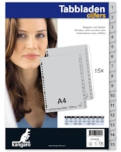 Tabbladen A4, cijfers 15-delig