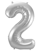 Folieballon Cijfer 2 - 86 cm