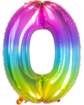 Rainbow Folieballon Cijfer 0 - 81 cm