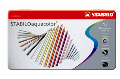 STABILO Aquacolor- Metalen Etui 12 Kleuren 