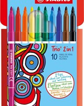 STABILO Trio 2 in 1 Viltstiften - Etui 10 kleuren