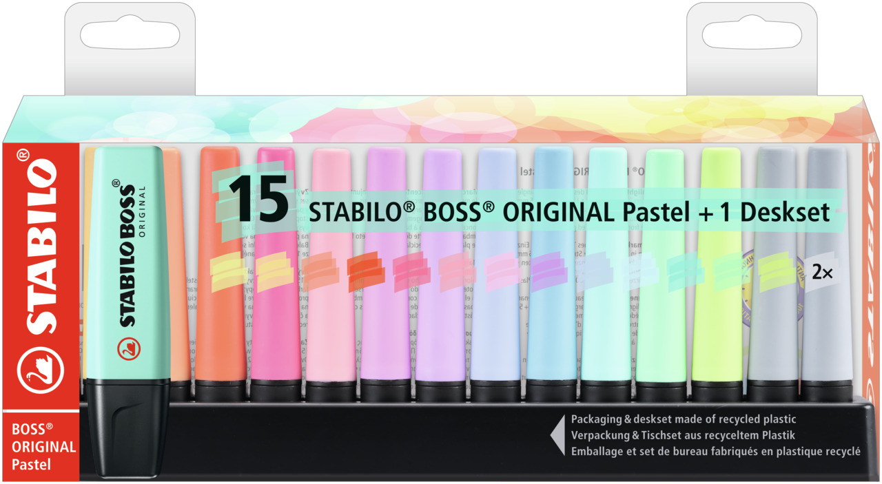 Smeltend Comorama walgelijk STABILO BOSS ORIGINAL Pastel - 15 Stuks Deskset - Boekhandel Mondria