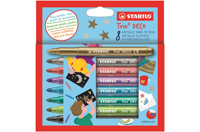 STABILO Trio Deco Metallic Viltstiften - Etui 8 Kleuren